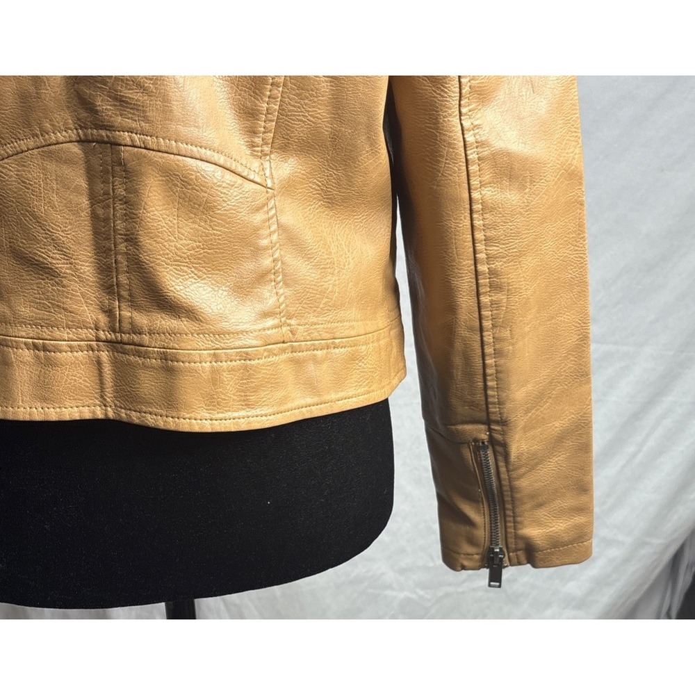 NewAeropostale Faux Light Brown‎ Leather Moto Jacket Size L - Picture 11 of 11